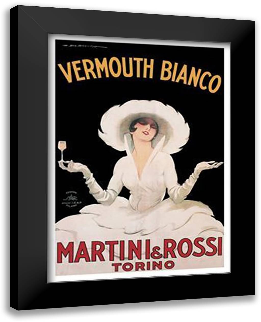 Martini Rossi 28x40 Black Modern Wood Framed Art Print Poster