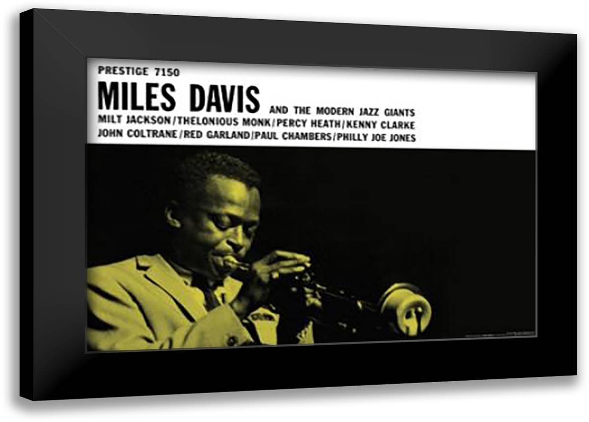 Miles Davis - Prestige 40x28 Black Modern Wood Framed Art Print Poster
