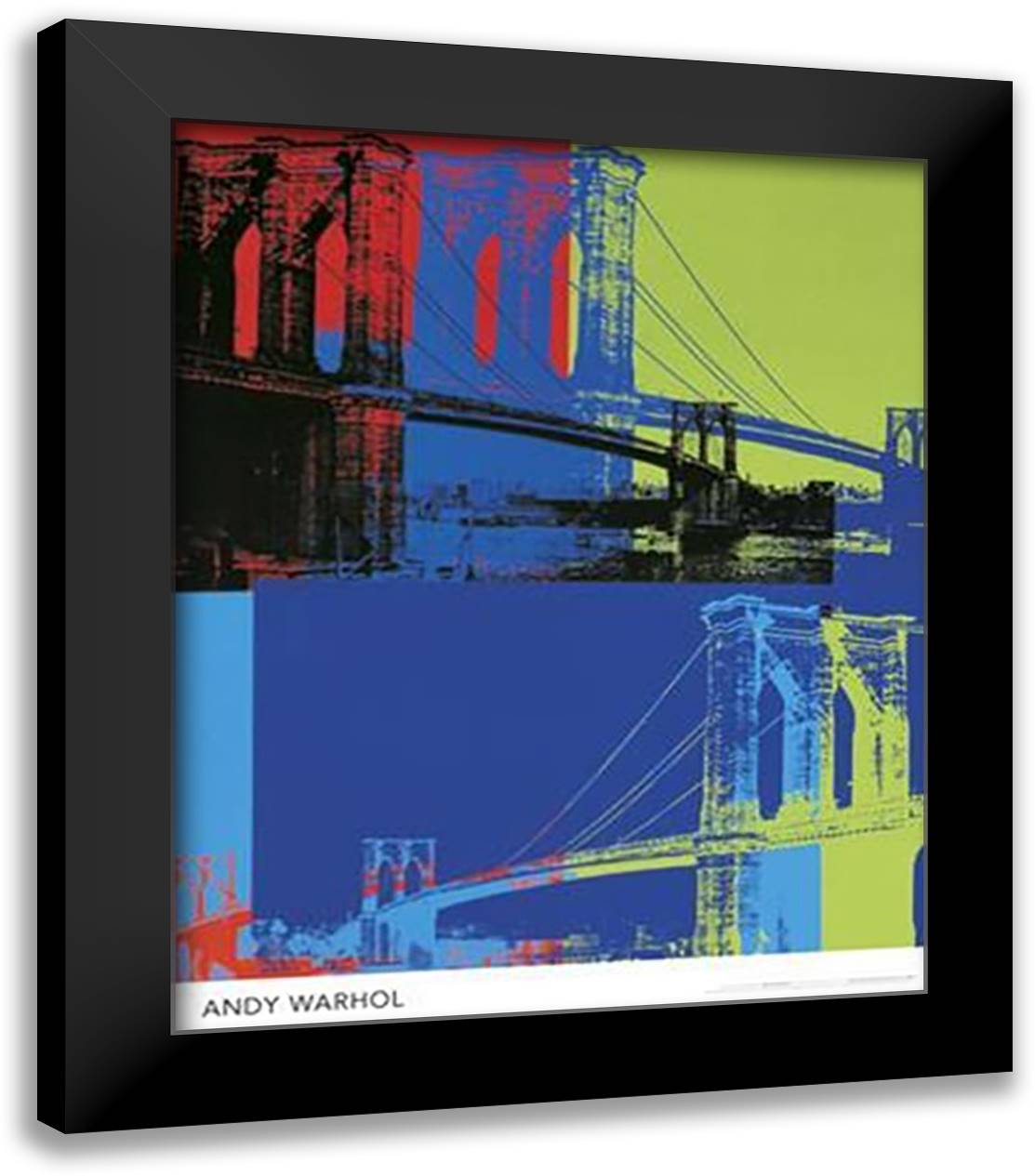 Brooklyn Bridge 20x24 Black Modern Wood Framed Art Print Poster by Warhol, Andy