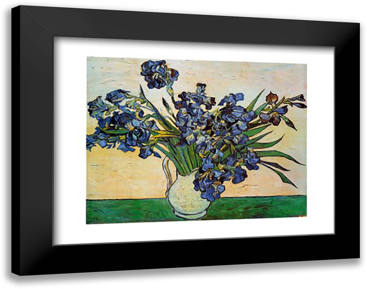 Irises in Vase, c.1890 35x28 Black Modern Wood Framed Art Print Poster by Van Gogh, Vincent