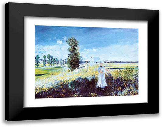 Passeggiata 35x28 Black Modern Wood Framed Art Print Poster by Monet, Claude