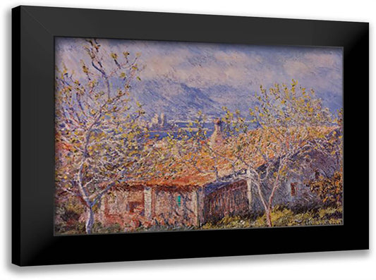 Antibes Farmhouse 40x28 Black Modern Wood Framed Art Print Poster by Monet, Claude