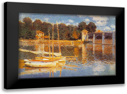 Il Ponte ad Argenteuil 40x28 Black Modern Wood Framed Art Print Poster by Monet, Claude