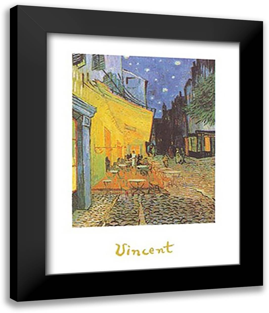 The Cafe Terrace on the Place du Forum, Arles, at Night, c.1888 28x35 Black Modern Wood Framed Art Print Poster by Van Gogh, Vincent