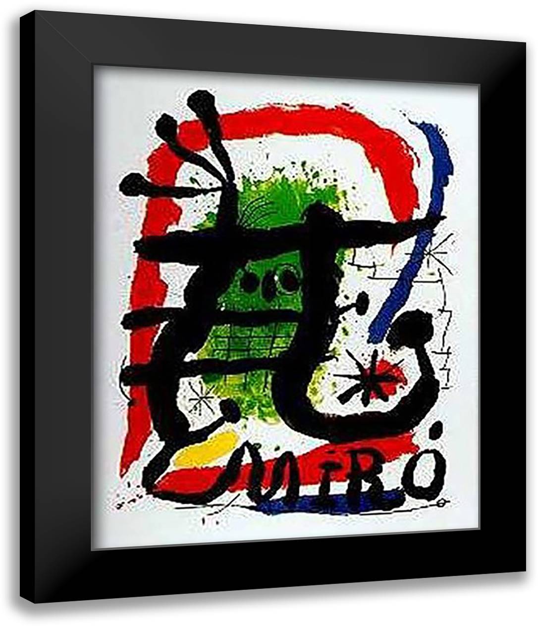 Affiche Lithographie 28x35 Black Modern Wood Framed Art Print Poster by Miro, Joan
