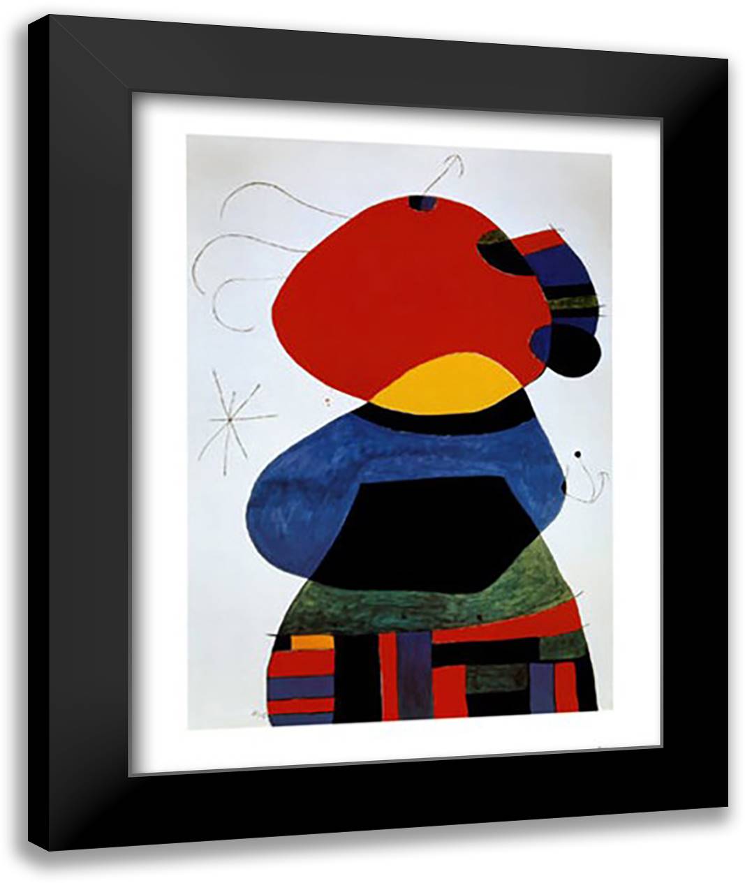 Femme avec Trois Cheveux 28x35 Black Modern Wood Framed Art Print Poster by Miro, Joan