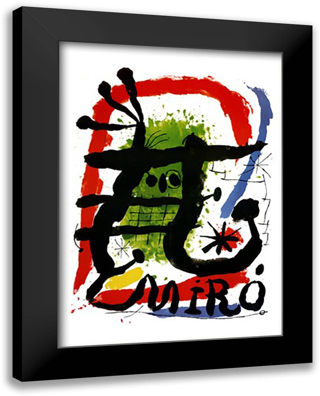 Affiche Lithographie 28x40 Black Modern Wood Framed Art Print Poster by Miro, Joan