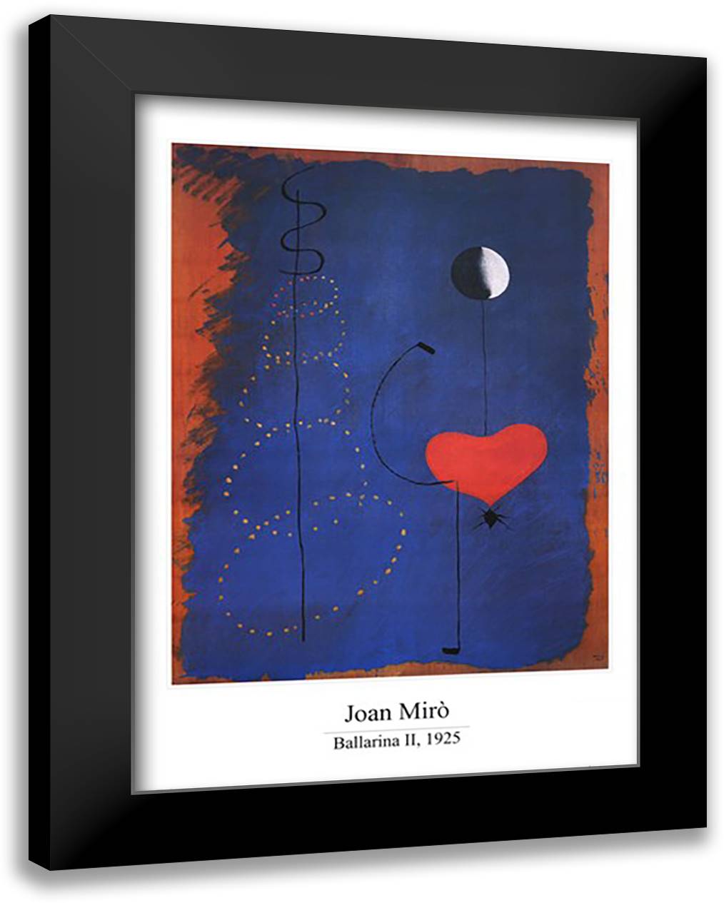 Ballerina II, 1925 28x40 Black Modern Wood Framed Art Print Poster by Miro, Joan