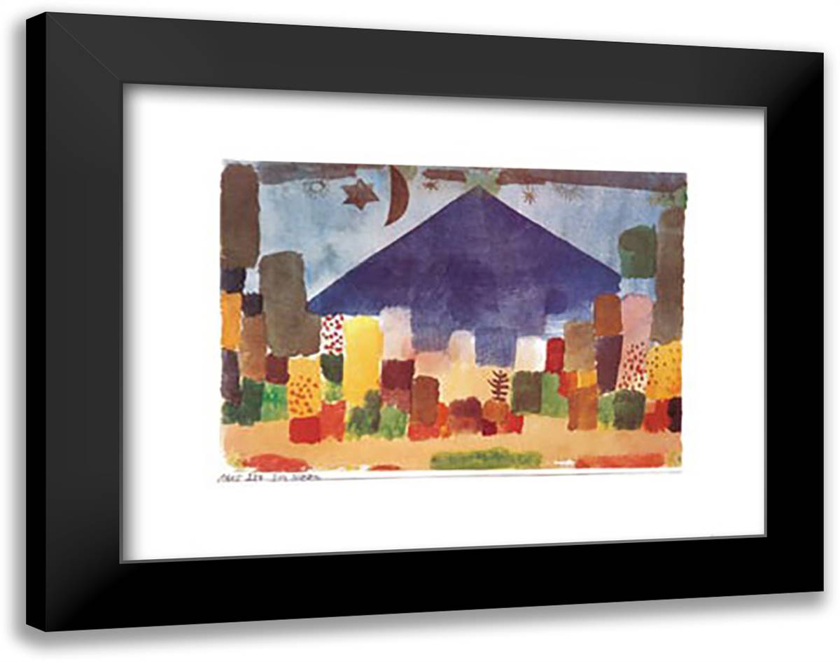 Notte Egiziana 35x28 Black Modern Wood Framed Art Print Poster by Klee, Paul