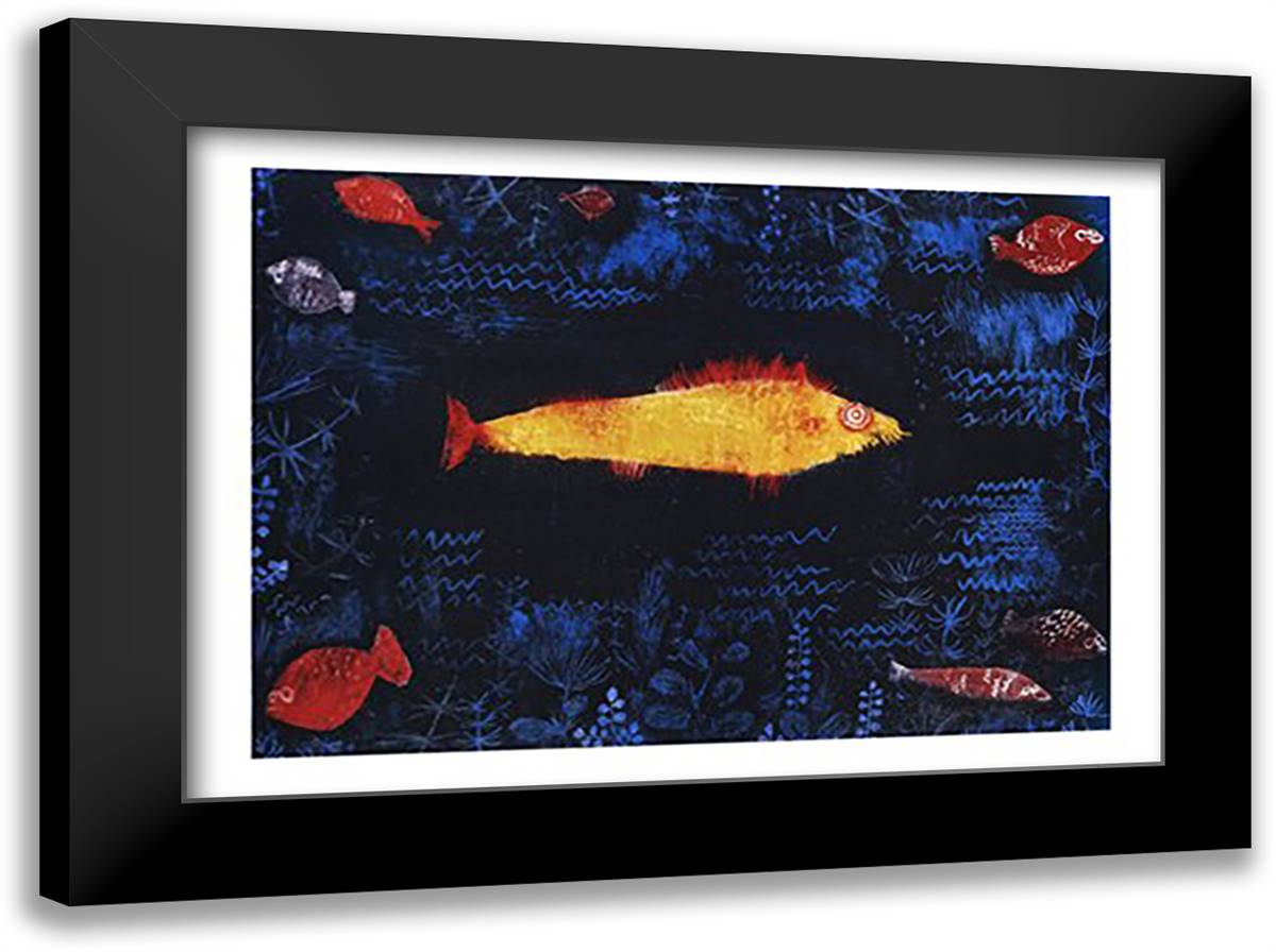 The Golden Fish, c.1925 40x28 Black Modern Wood Framed Art Print Poster by Klee, Paul