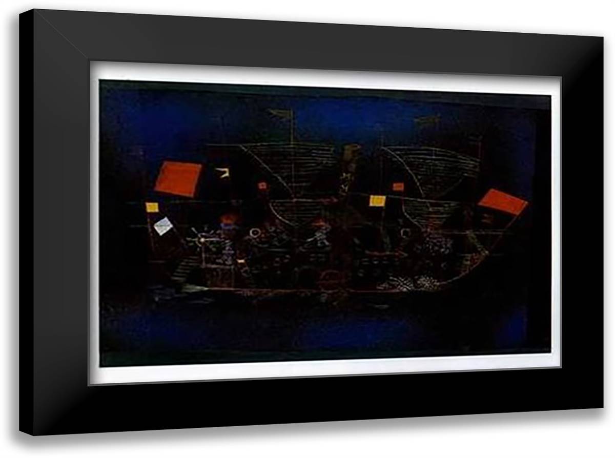 Abenteur 40x28 Black Modern Wood Framed Art Print Poster by Klee, Paul