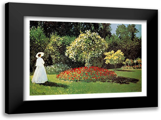 Signora in Giardino 40x28 Black Modern Wood Framed Art Print Poster by Monet, Claude