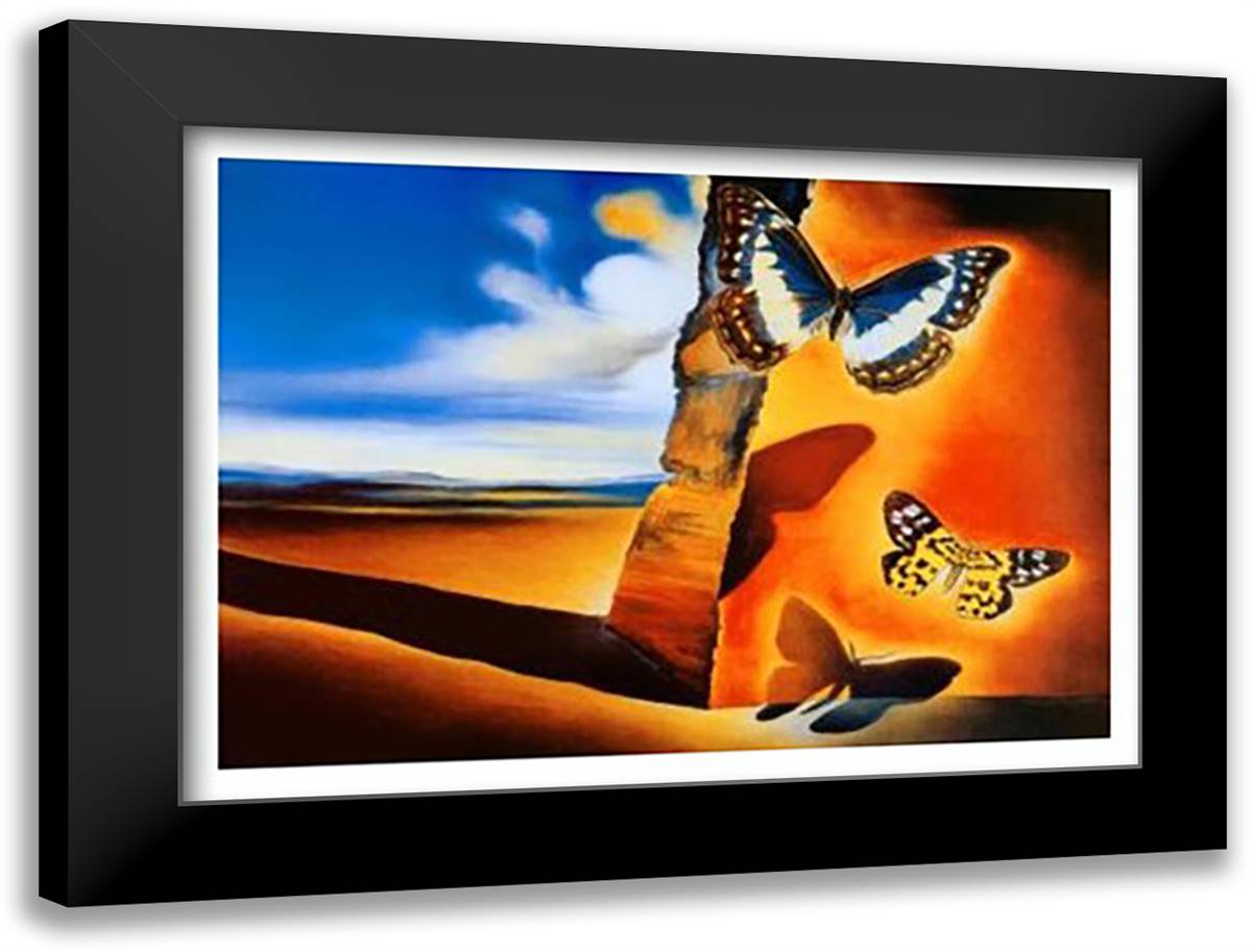 Paysage aux Papillons, c.1956 36x28 Black Modern Wood Framed Art Print Poster by Dali, Salvador