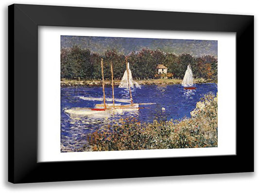 The Bassin at Argenteuil 40x28 Black Modern Wood Framed Art Print Poster by Monet, Claude