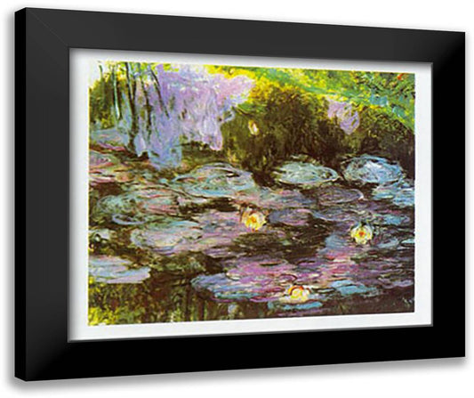 NINFEE VIOLACEE 40x28 Black Modern Wood Framed Art Print Poster by Monet, Claude