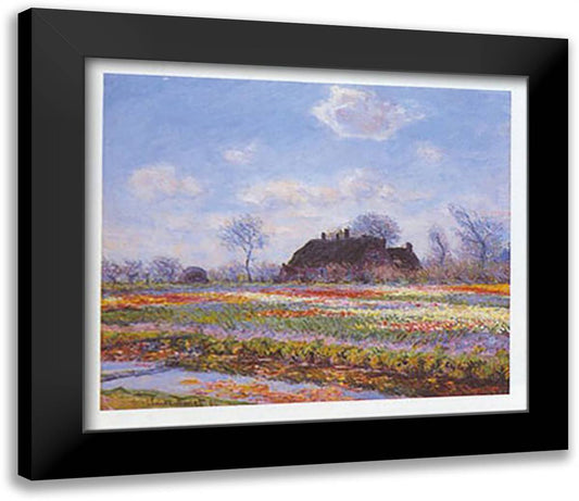 TULIP FIELDS 32x24 Black Modern Wood Framed Art Print Poster by Monet, Claude
