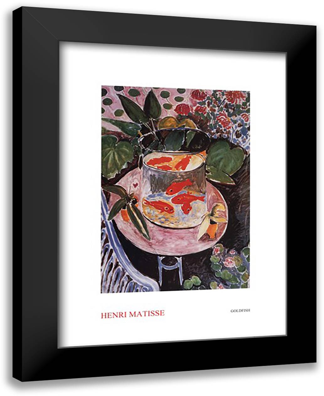 Goldfish 24x32 Black Modern Wood Framed Art Print Poster by Matisse, Henri
