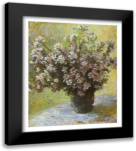 VASO DI MALVA 24x32 Black Modern Wood Framed Art Print Poster by Monet, Claude