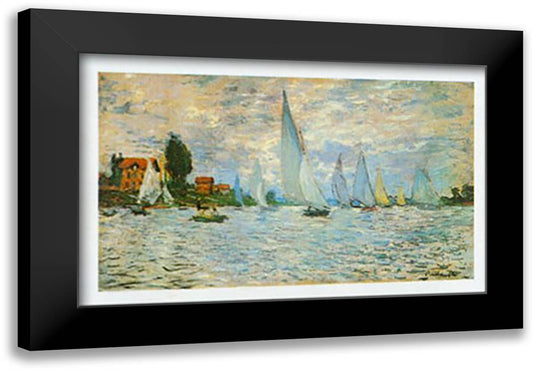 REGATE AD ARGENTEUIL 32x24 Black Modern Wood Framed Art Print Poster by Monet, Claude