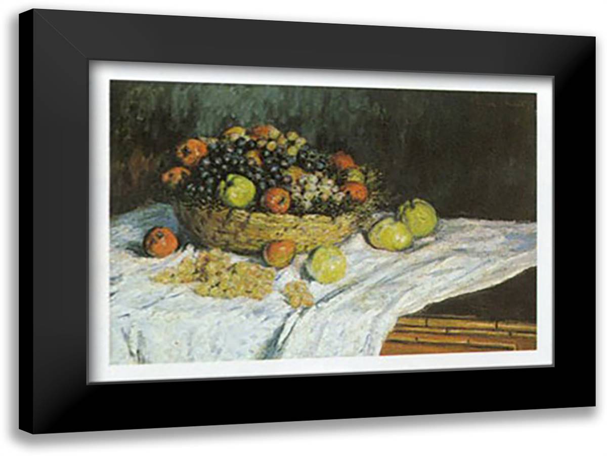 NATURA MORTA 32x24 Black Modern Wood Framed Art Print Poster by Monet, Claude