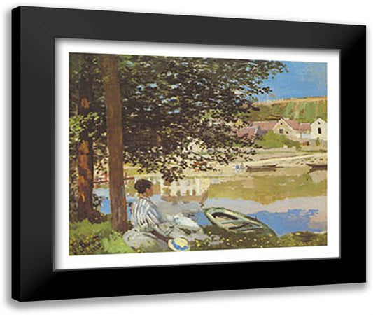 LA SINE A BANNECOURT 32x24 Black Modern Wood Framed Art Print Poster by Monet, Claude