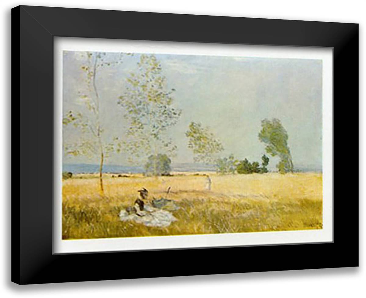 PRIMAVERA/ ARGENTEUIL 32x24 Black Modern Wood Framed Art Print Poster by Monet, Claude