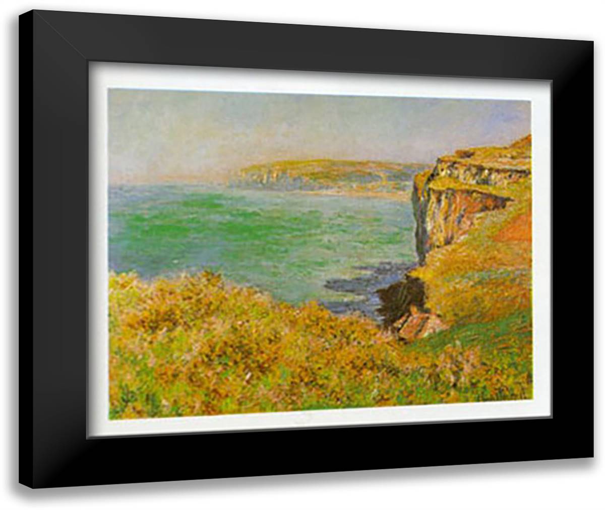 FALAISE A VARENGEVILLE 32x24 Black Modern Wood Framed Art Print Poster by Monet, Claude
