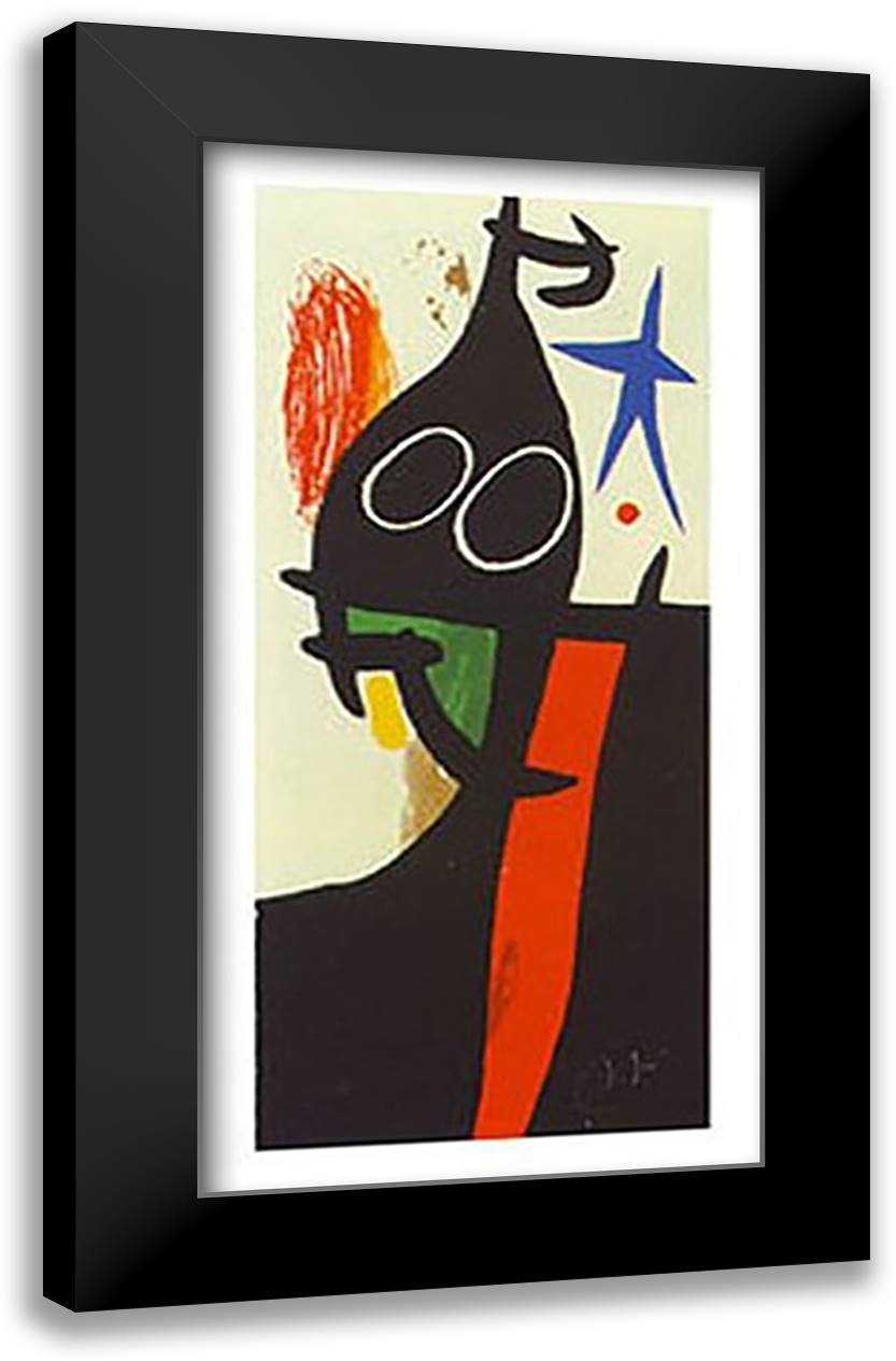 Le Sarrasin a L'Etoile 22x40 Black Modern Wood Framed Art Print Poster by Miro, Joan