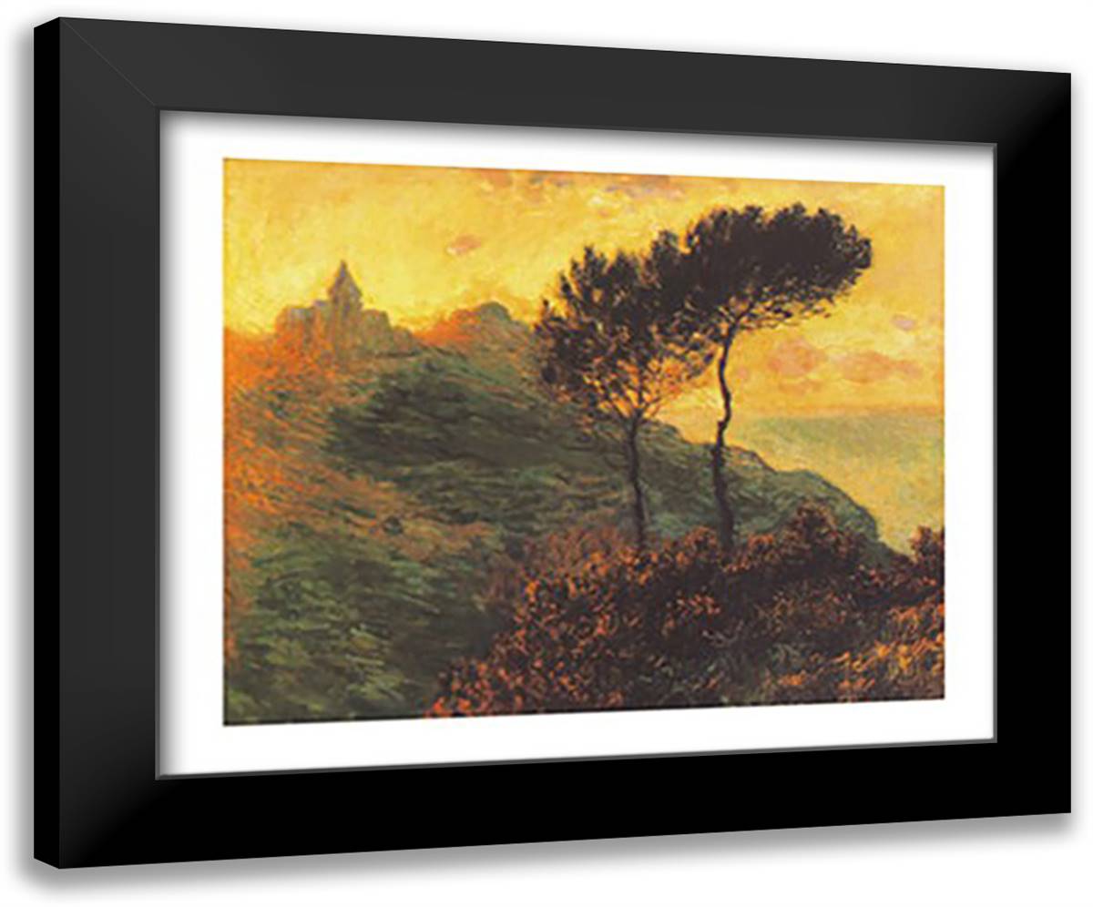 The Church at Varengeville, 1882 32x24 Black Modern Wood Framed Art Print Poster by Monet, Claude