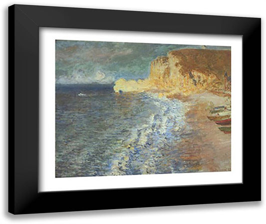 Morning at Etretat, 1833 32x24 Black Modern Wood Framed Art Print Poster by Monet, Claude