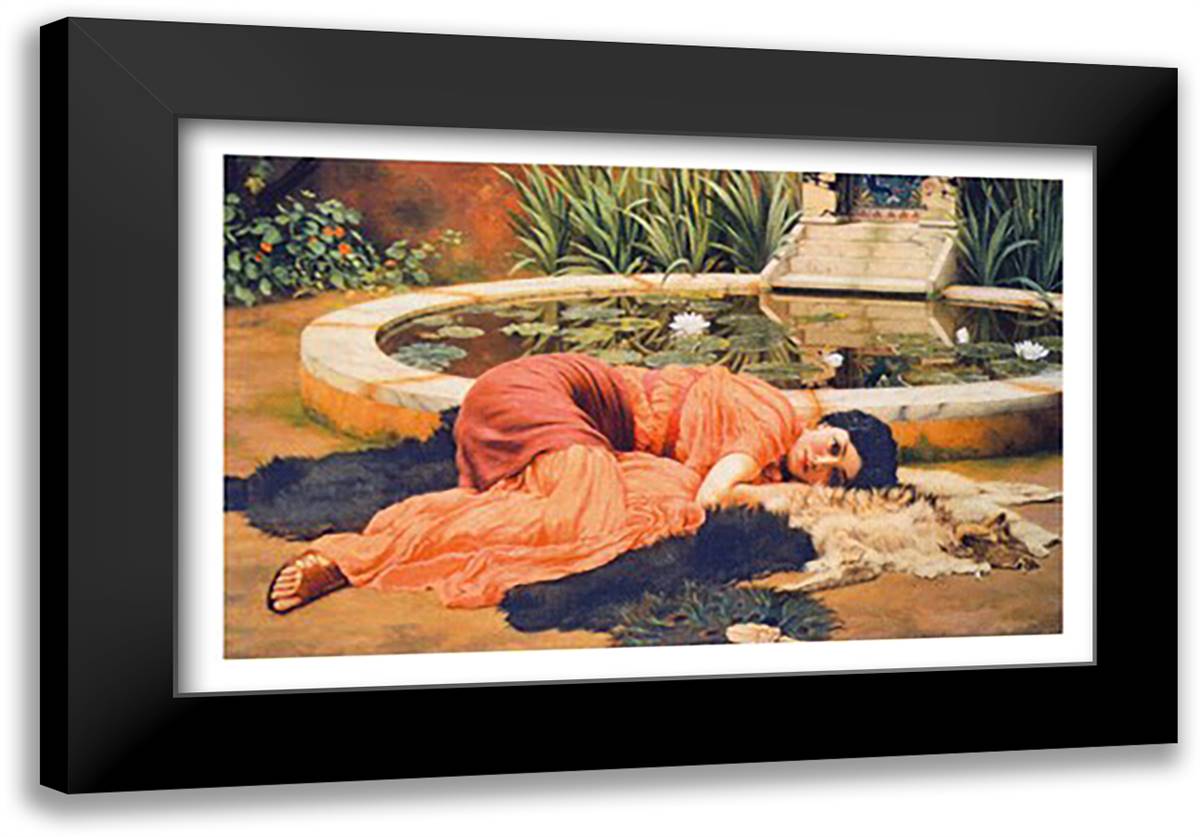 Dolce Far Niente, 1904 32x24 Black Modern Wood Framed Art Print Poster by Godward, John William