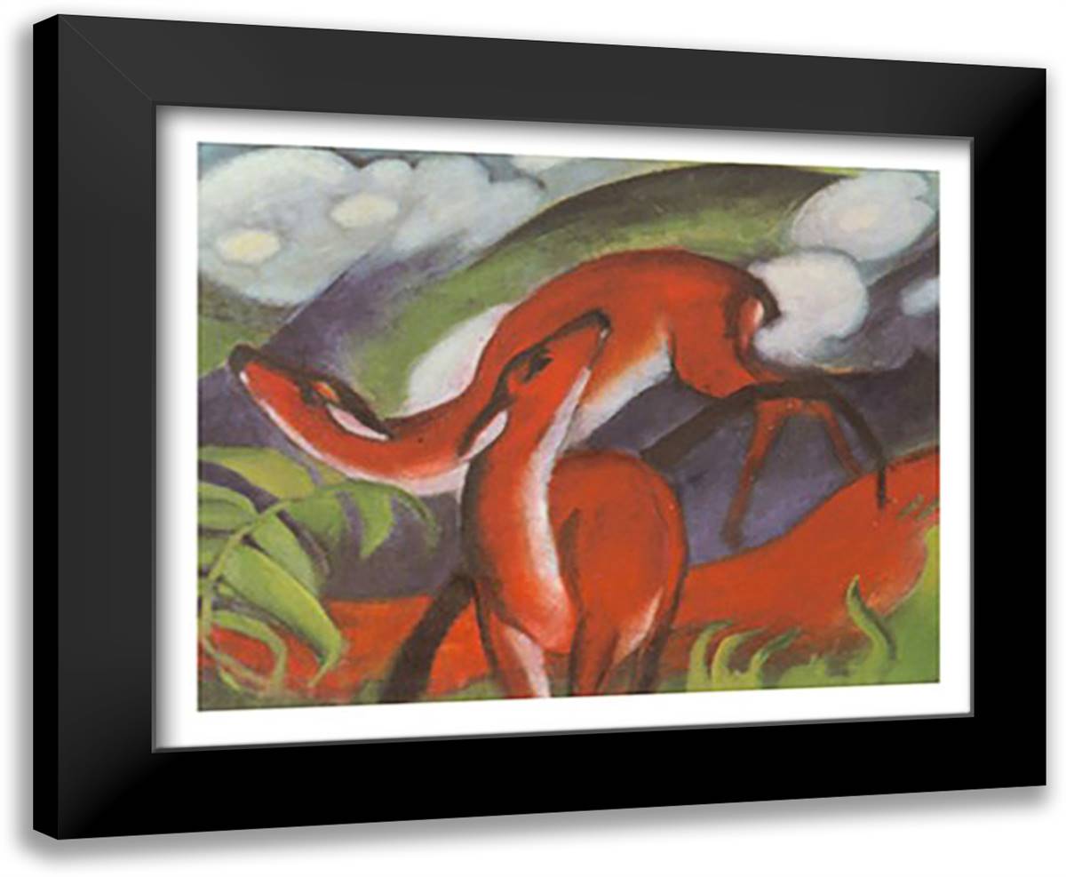 The Red Deer 32x24 Black Modern Wood Framed Art Print Poster by Marc, Franz