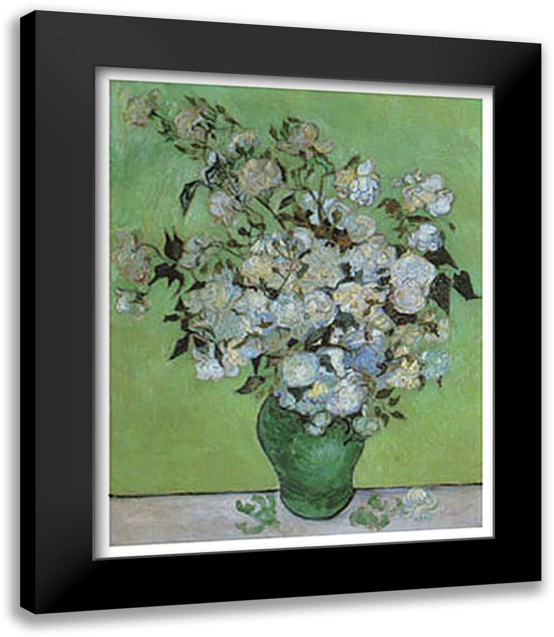 Vase of Roses, c.1890 28x40 Black Modern Wood Framed Art Print Poster by Van Gogh, Vincent