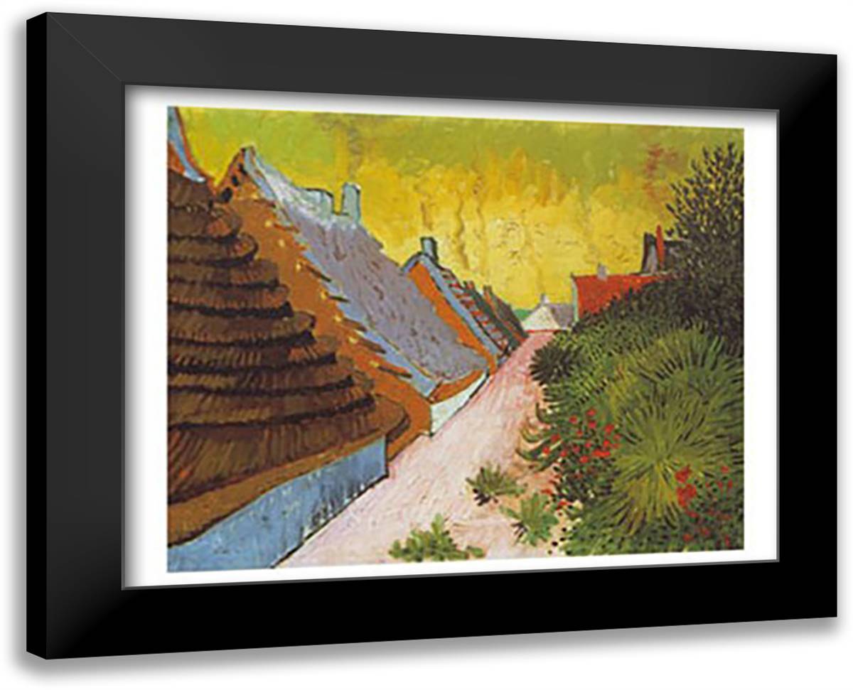 Dorfstrasse in St. Maries, c.1888 40x28 Black Modern Wood Framed Art Print Poster by Van Gogh, Vincent