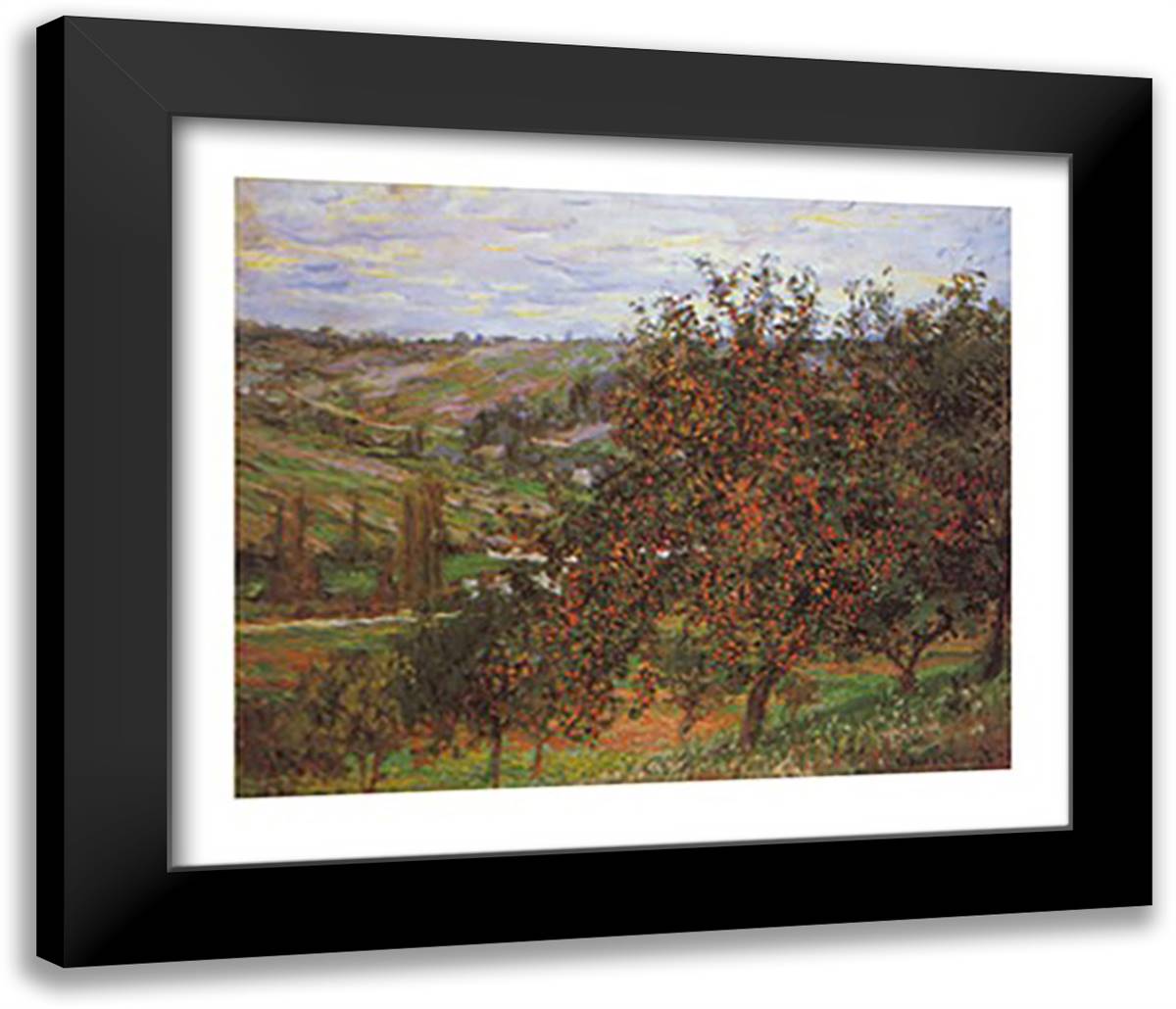APPLE TREES 40x28 Black Modern Wood Framed Art Print Poster by Monet, Claude