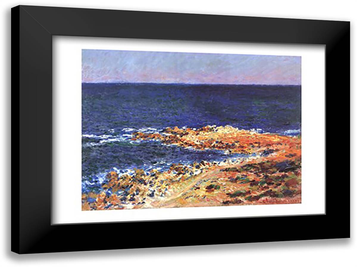 La Grande Bleue at Antibes 40x28 Black Modern Wood Framed Art Print Poster by Monet, Claude