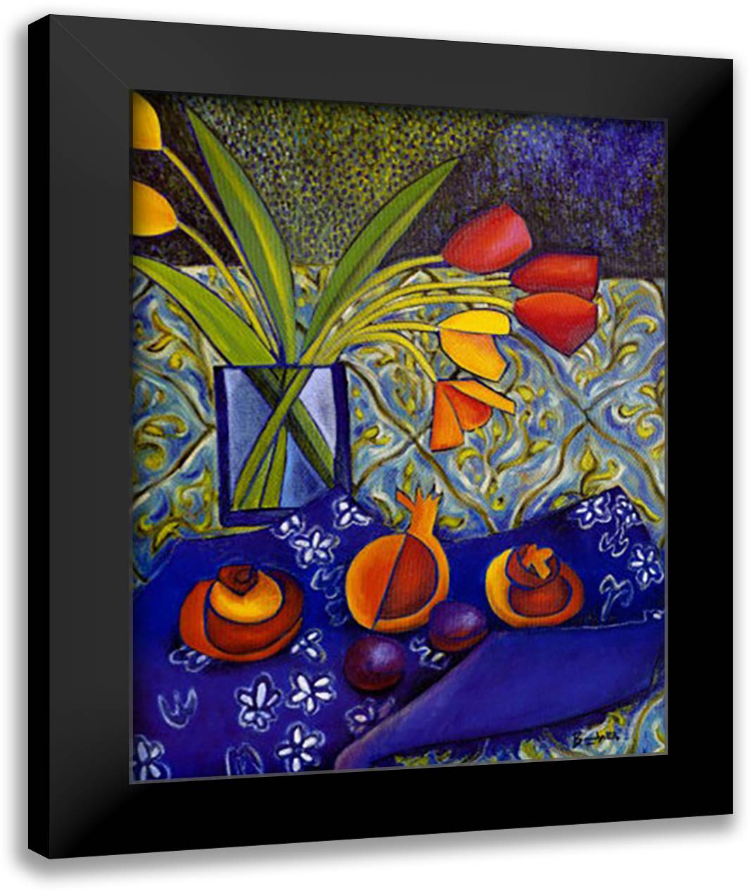 Stained Glass Still Life II 28x36 Black Modern Wood Framed Art Print Poster by Boughner, Elisa