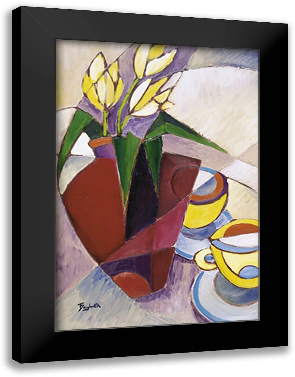 Stained Glass Still Life III 28x40 Black Modern Wood Framed Art Print Poster by Boughner, Elisa