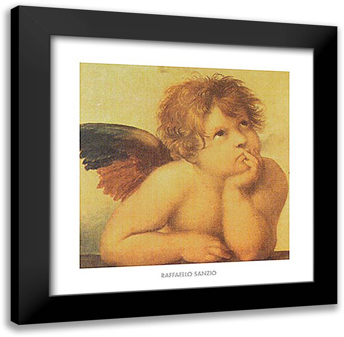 The Cherubim Putti Angels of The Sistine Madonna, c.1514 24x24 Black Modern Wood Framed Art Print Poster by Raphael