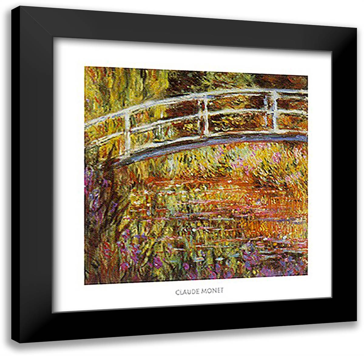 Le pont japonais 24x24 Black Modern Wood Framed Art Print Poster by Monet, Claude