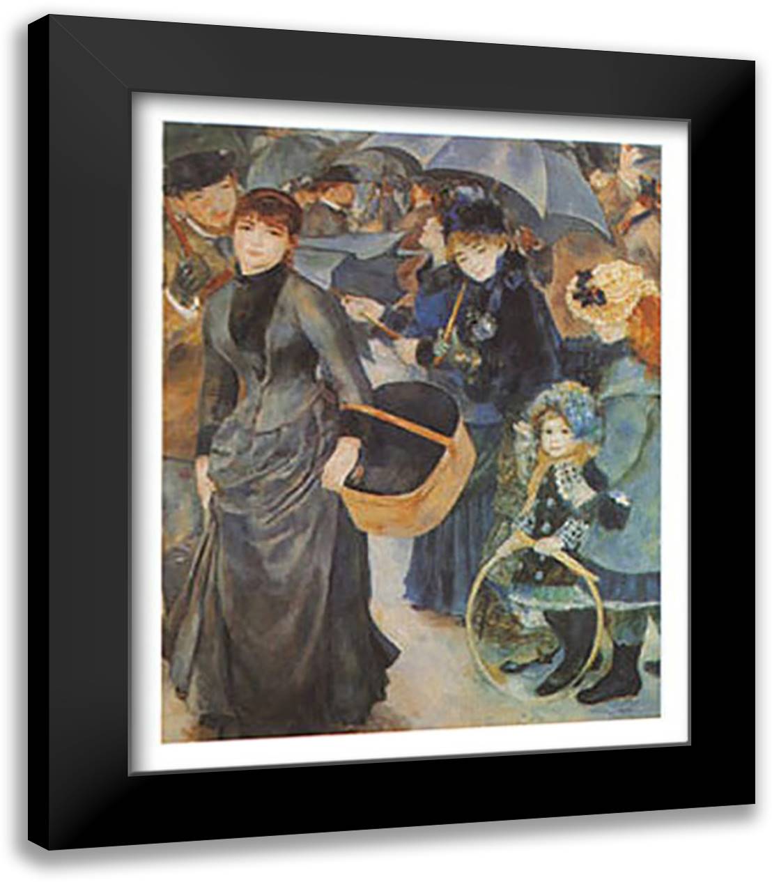LES PAPAPLUIES 20x24 Black Modern Wood Framed Art Print Poster by Renoir, Pierre-Auguste