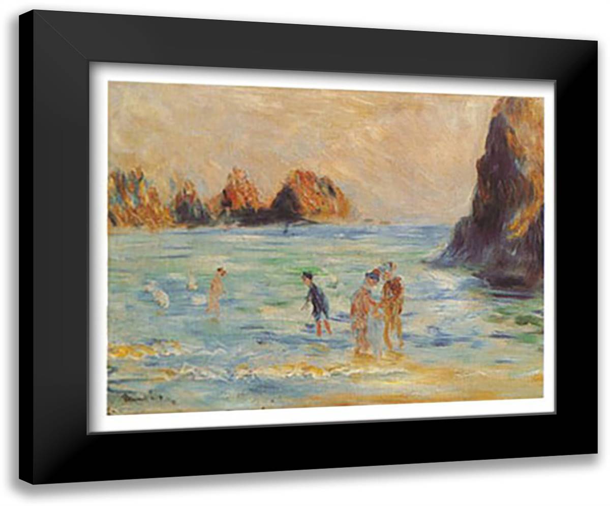 MOULIN HUET BAY 24x20 Black Modern Wood Framed Art Print Poster by Renoir, Pierre-Auguste