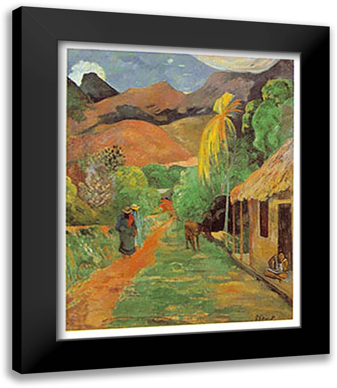Chemin a' Papeete 20x24 Black Modern Wood Framed Art Print Poster by Gauguin, Paul