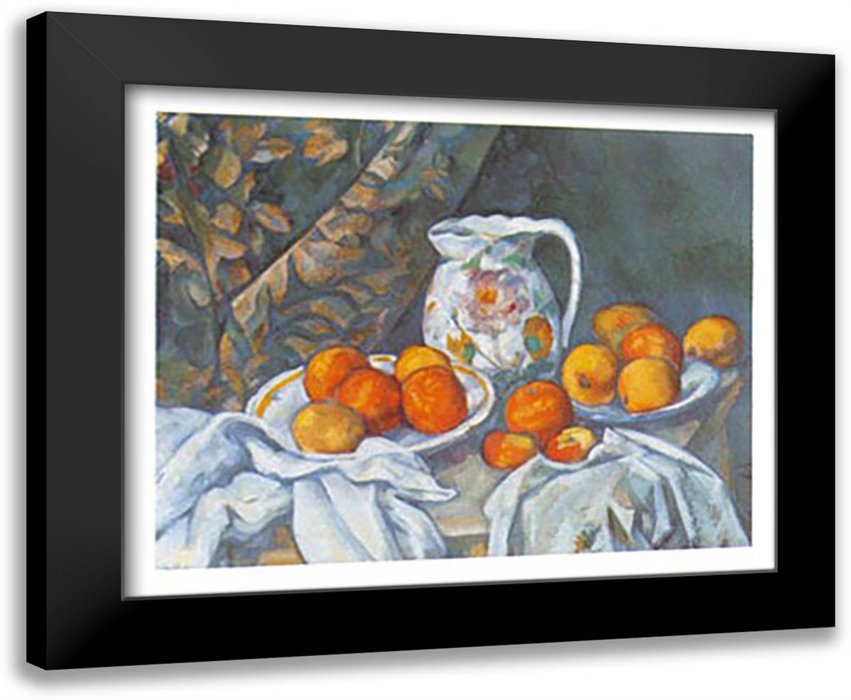 NATURA MORTA CON TENDA 24x20 Black Modern Wood Framed Art Print Poster by Cezanne, Paul