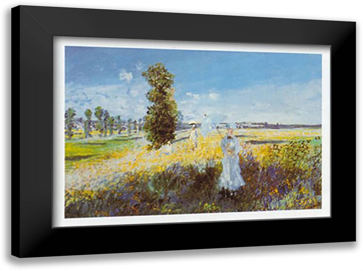 LA PASSEGGIATA 24x20 Black Modern Wood Framed Art Print Poster by Monet, Claude