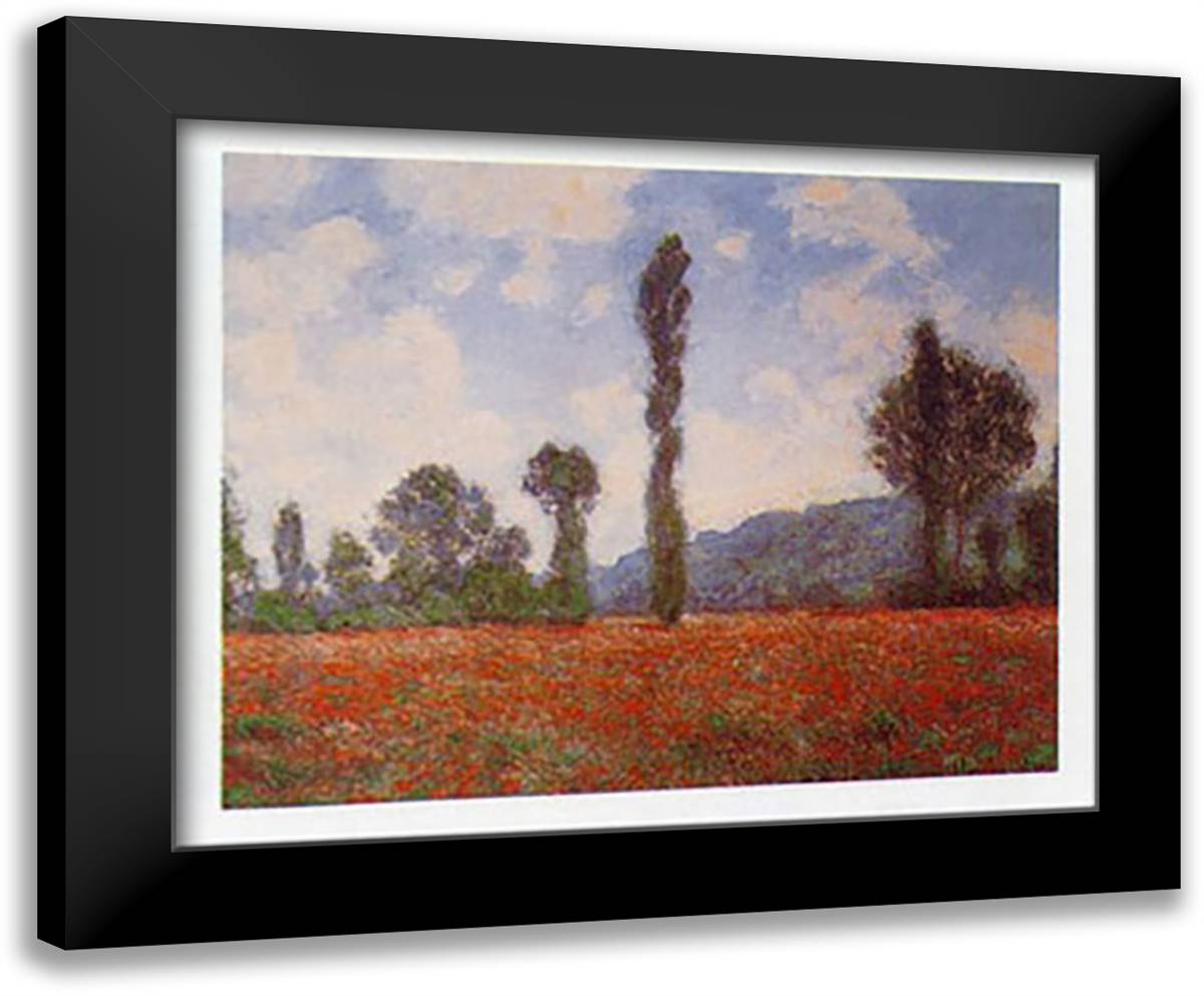 CAMPO DI PAPAVERI 24x20 Black Modern Wood Framed Art Print Poster by Monet, Claude