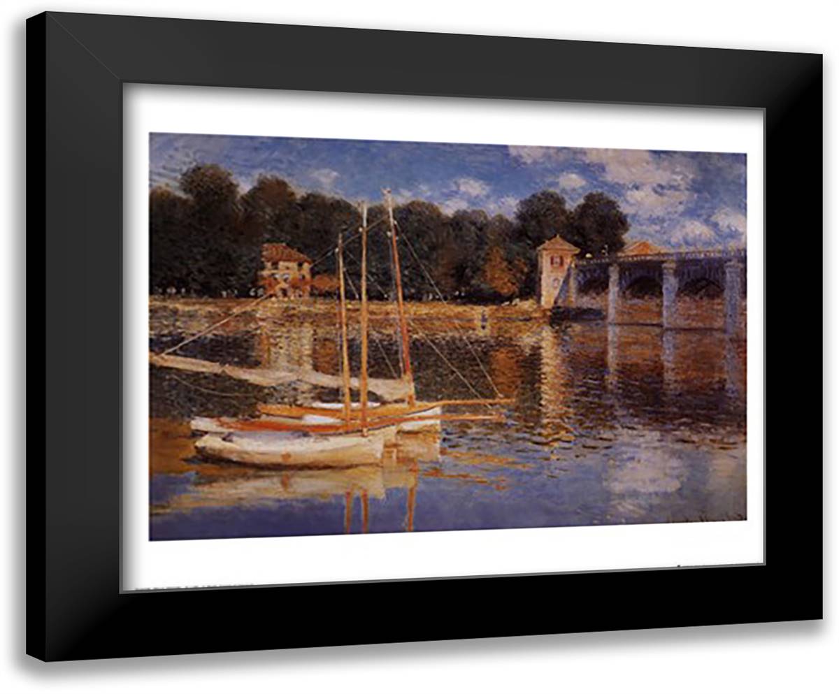 Il Ponte d'Argenteuil 24x20 Black Modern Wood Framed Art Print Poster by Monet, Claude