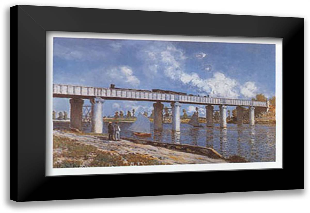 IL PONTE 24x20 Black Modern Wood Framed Art Print Poster by Monet, Claude