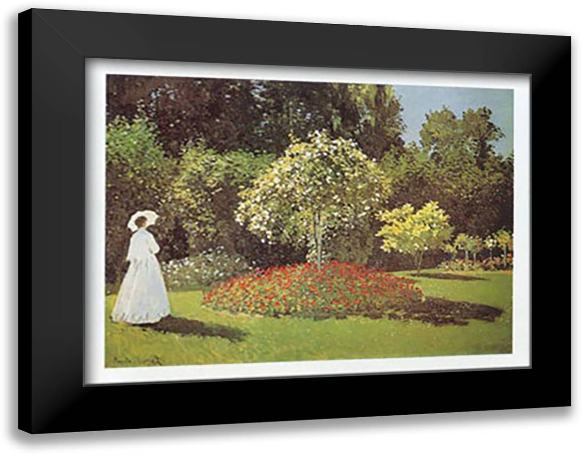 SIGORA IN GIARDINO 24x20 Black Modern Wood Framed Art Print Poster by Monet, Claude