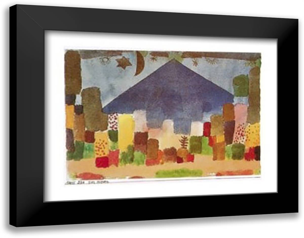 Notte Egiziana 24x20 Black Modern Wood Framed Art Print Poster by Klee, Paul